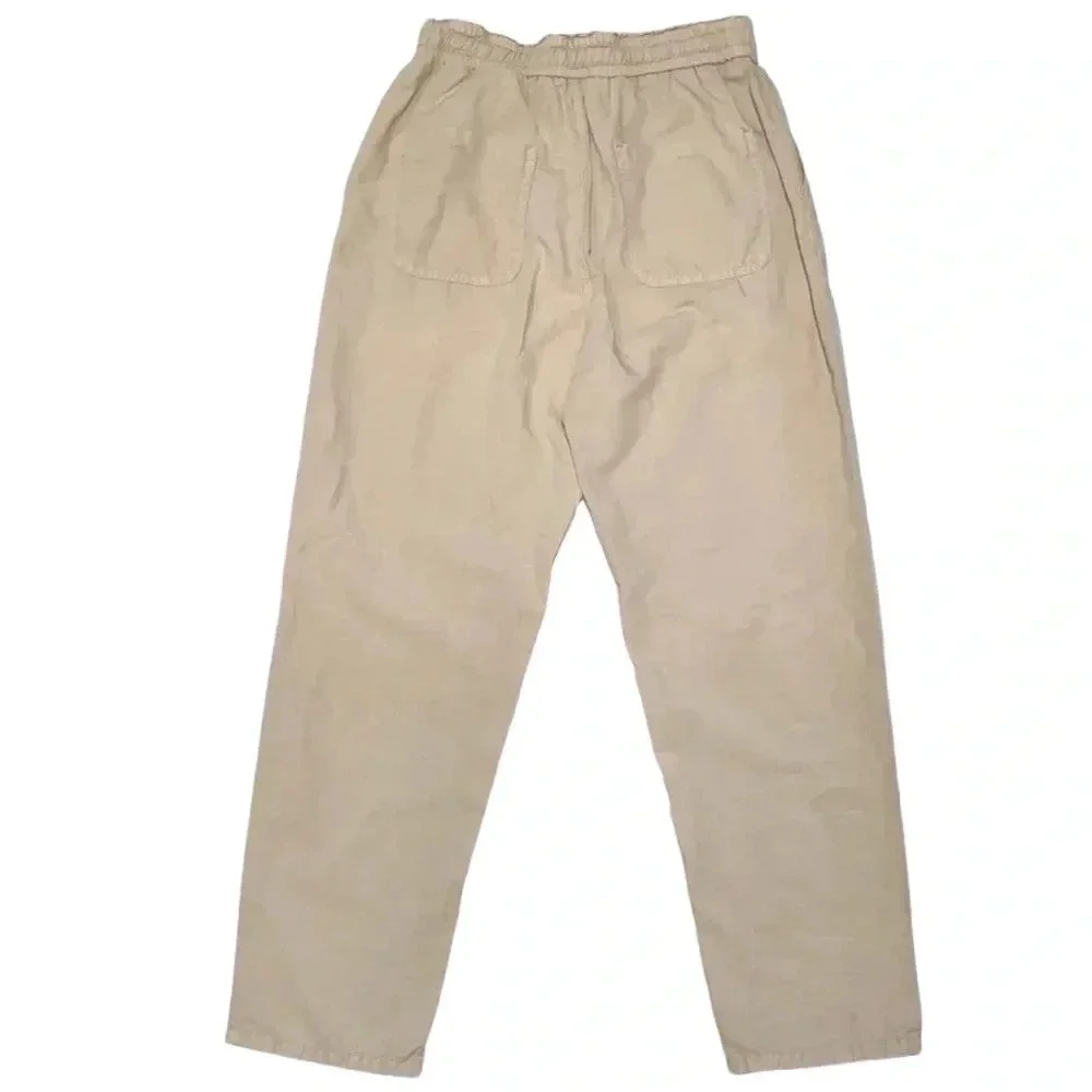 (NWOT) Zara High-Rise Cotton-Linen Jogger Pants -– Tan, Size 2